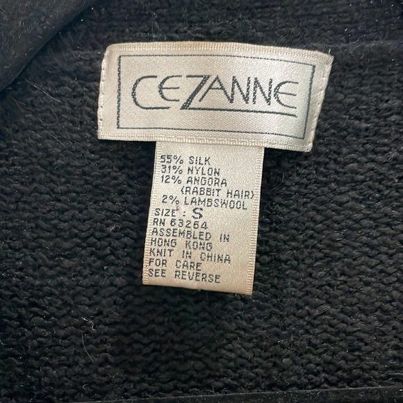 Cezanne Vintage Black Cardigan Silk Angora Sweater Gold Beaded Fuzzy Size Small - Picture 5 of 11